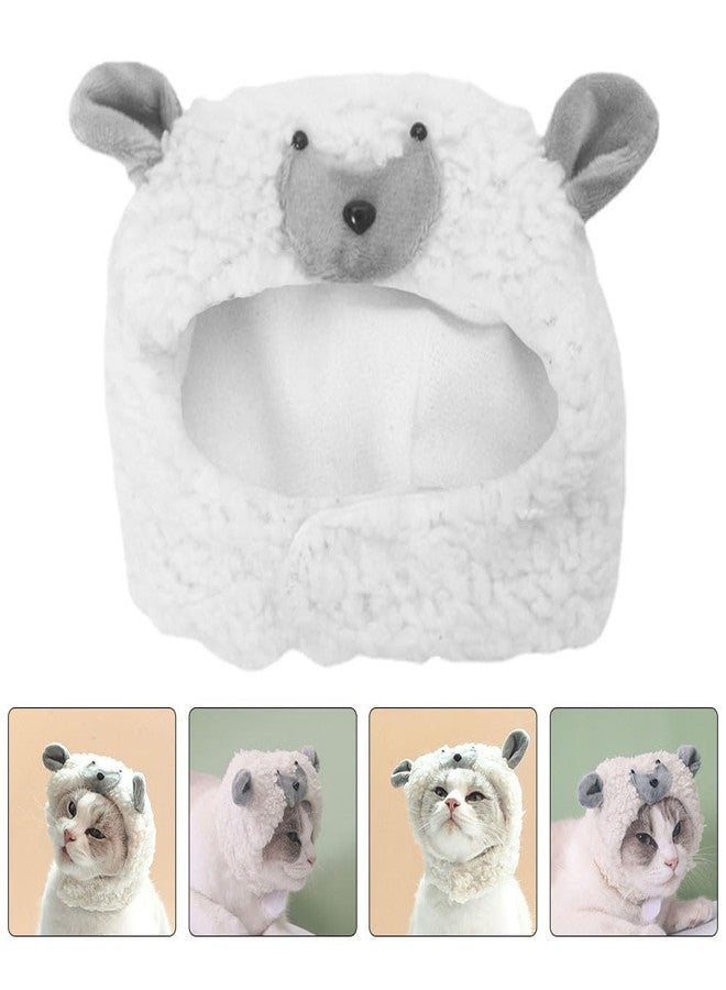 Amosfun Lamb Style Pet Hat Breathable Plush Sheep Headwear for Small Dogs and Cats Party Costume Photo Props - Image 5